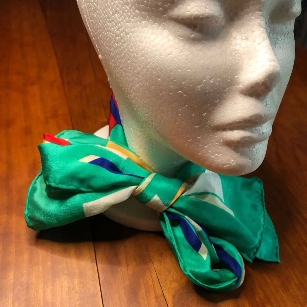 80’s Vintage Silk Turquoise Scarf